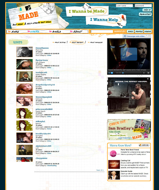 MTV Made Users Page MTV Made Users Page